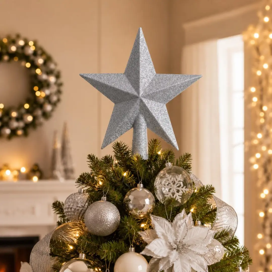 Decoris Kerstboom Piek Ster 19cm - Zilver - afbeelding 3 van 6