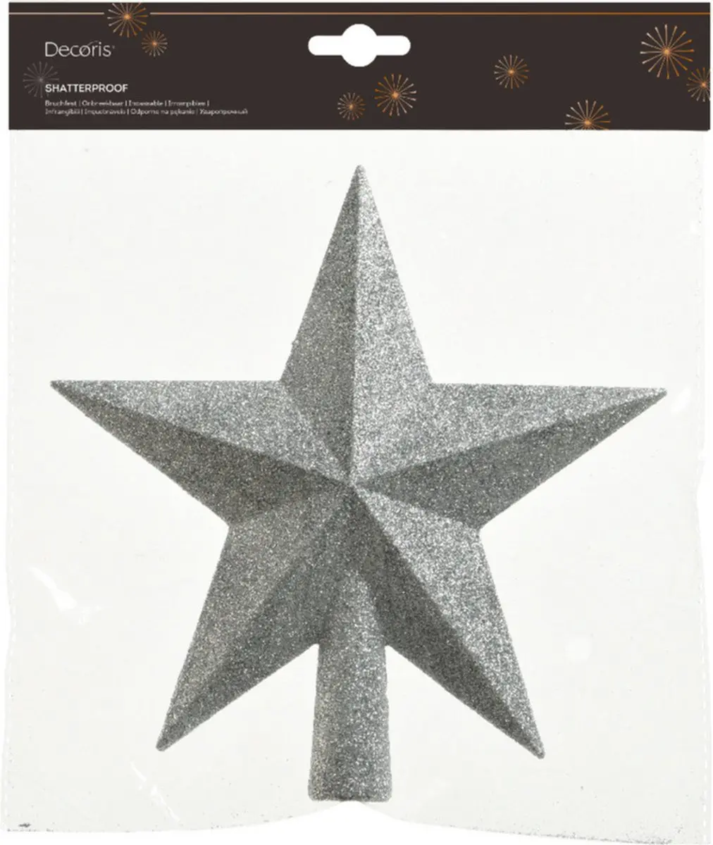 Decoris Kerstboom Piek Ster 19cm - Zilver - afbeelding 2 van 6