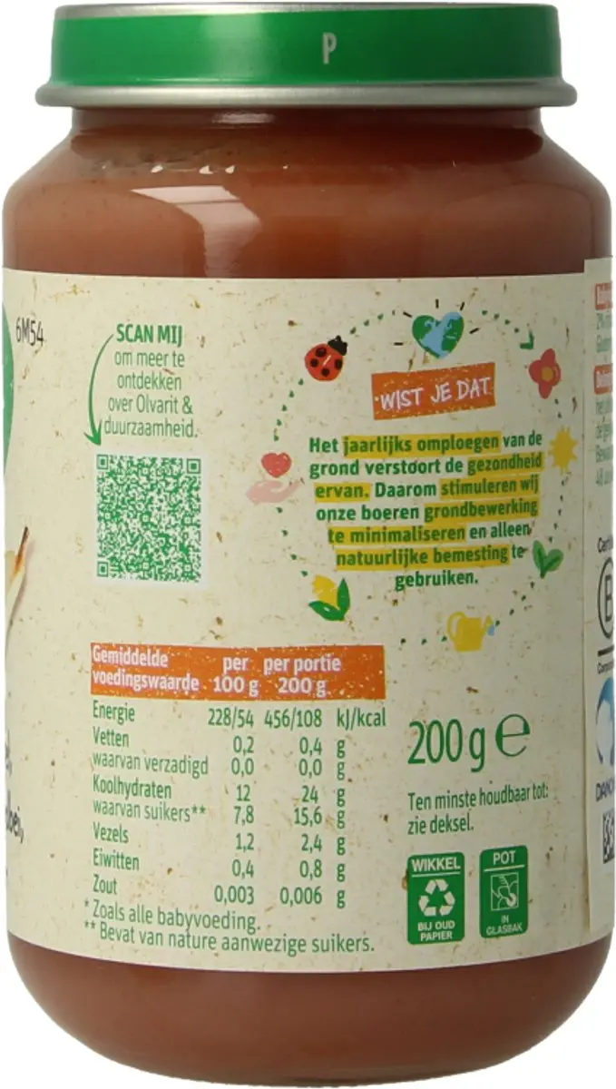 Olvarit Appel Aardbei Peer 6M54 - 200g