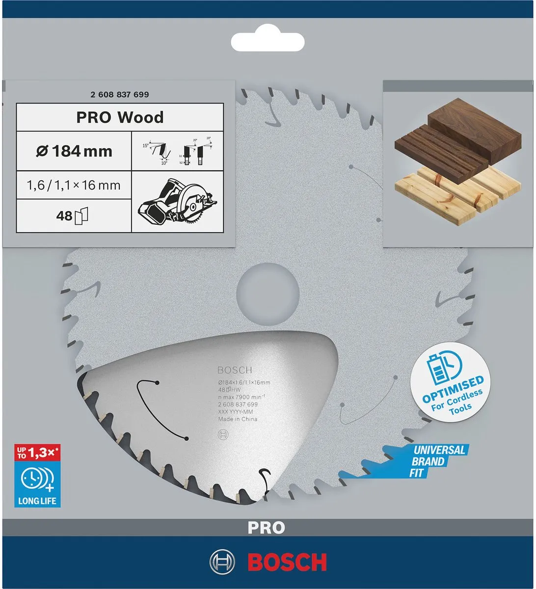 Bosch Professional Lame ST Wood ACCU 184x16x1.6/1.1x48T