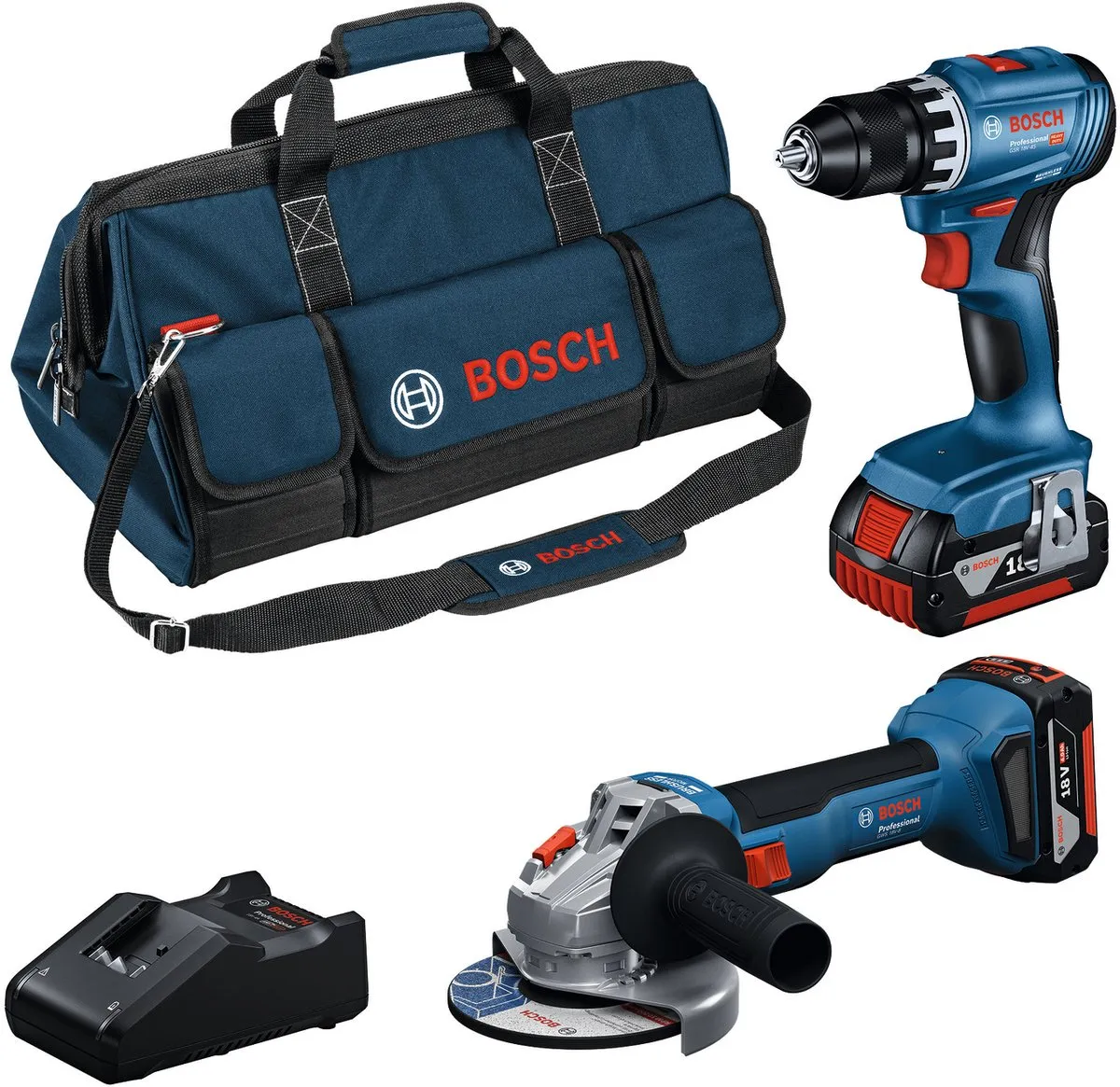Bosch Professional 18V Toolkit GWS 18V-8 GSR 18V-45