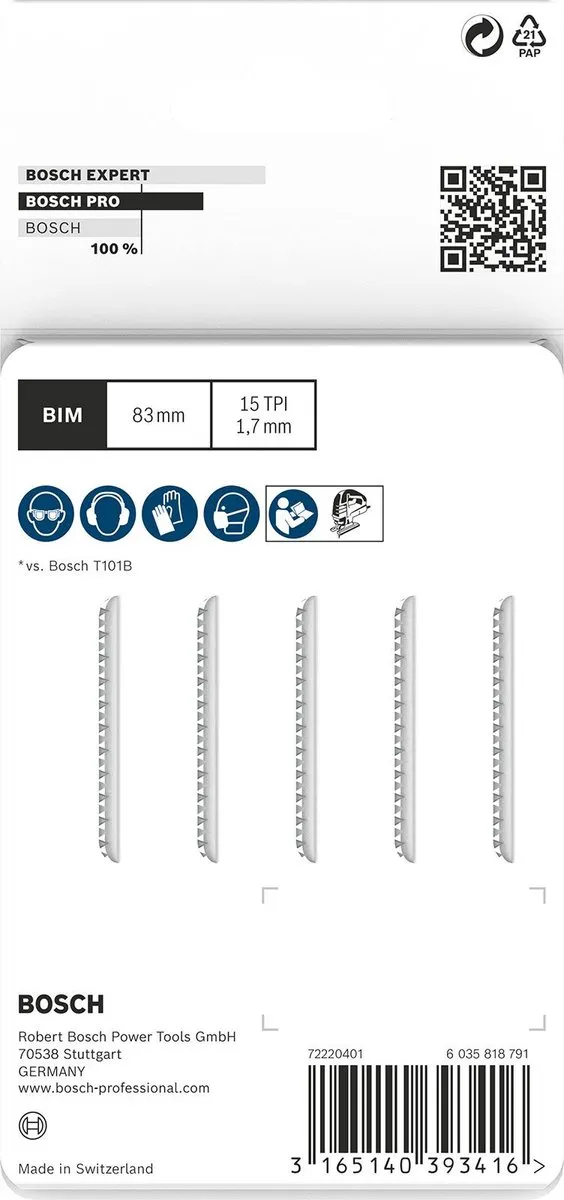 Bosch Professional Decoupeerzaagblad T 101 BIF - 5 Stuks