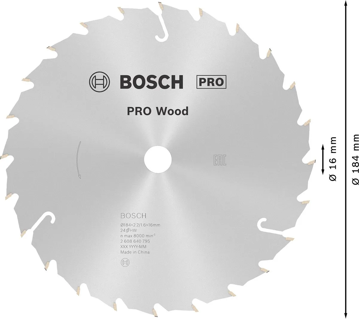Bosch Professional Cirkelzaagblad CIRKZB SPEED 184X16X2,4 24T - Hout/Metalen - afbeelding 3 van 6