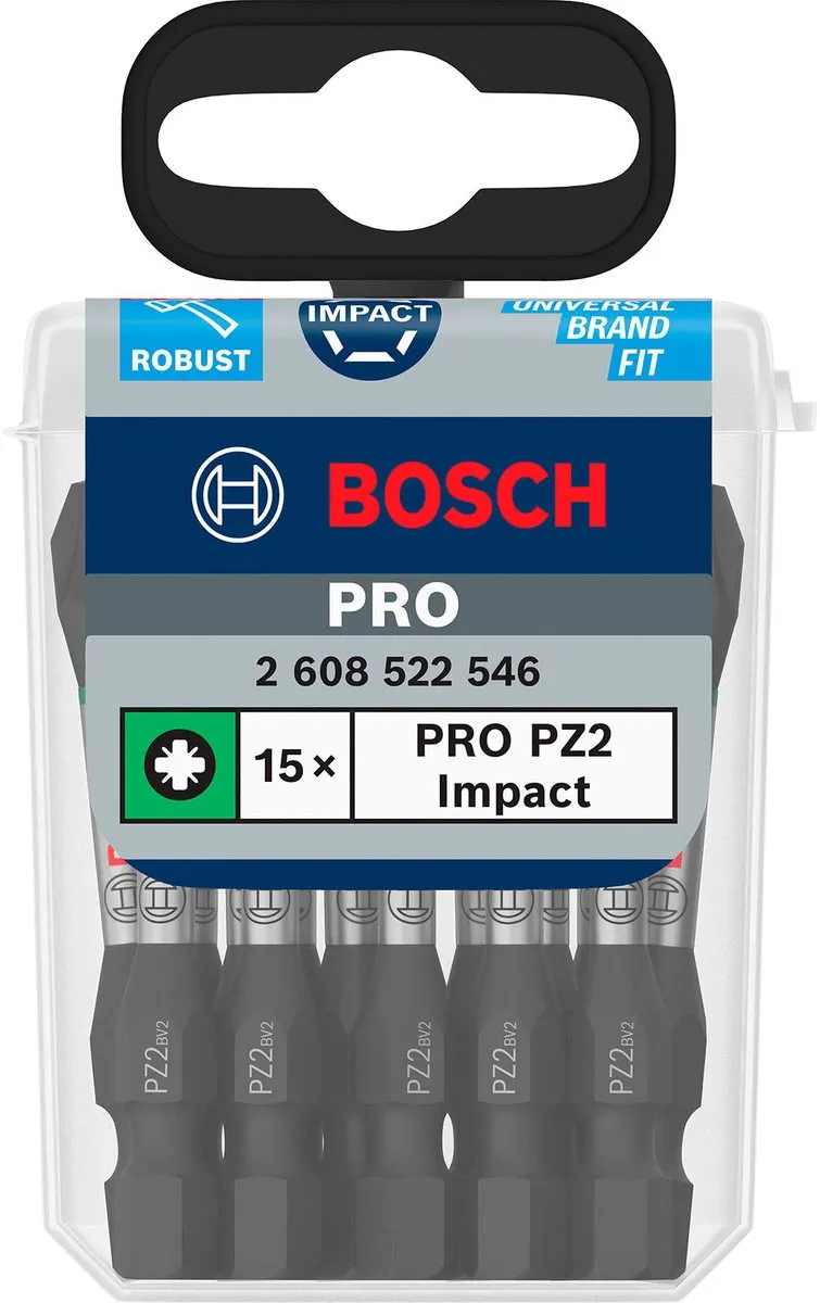 Bosch Professional PZ2 Impact Bit Set - 15 Stuks