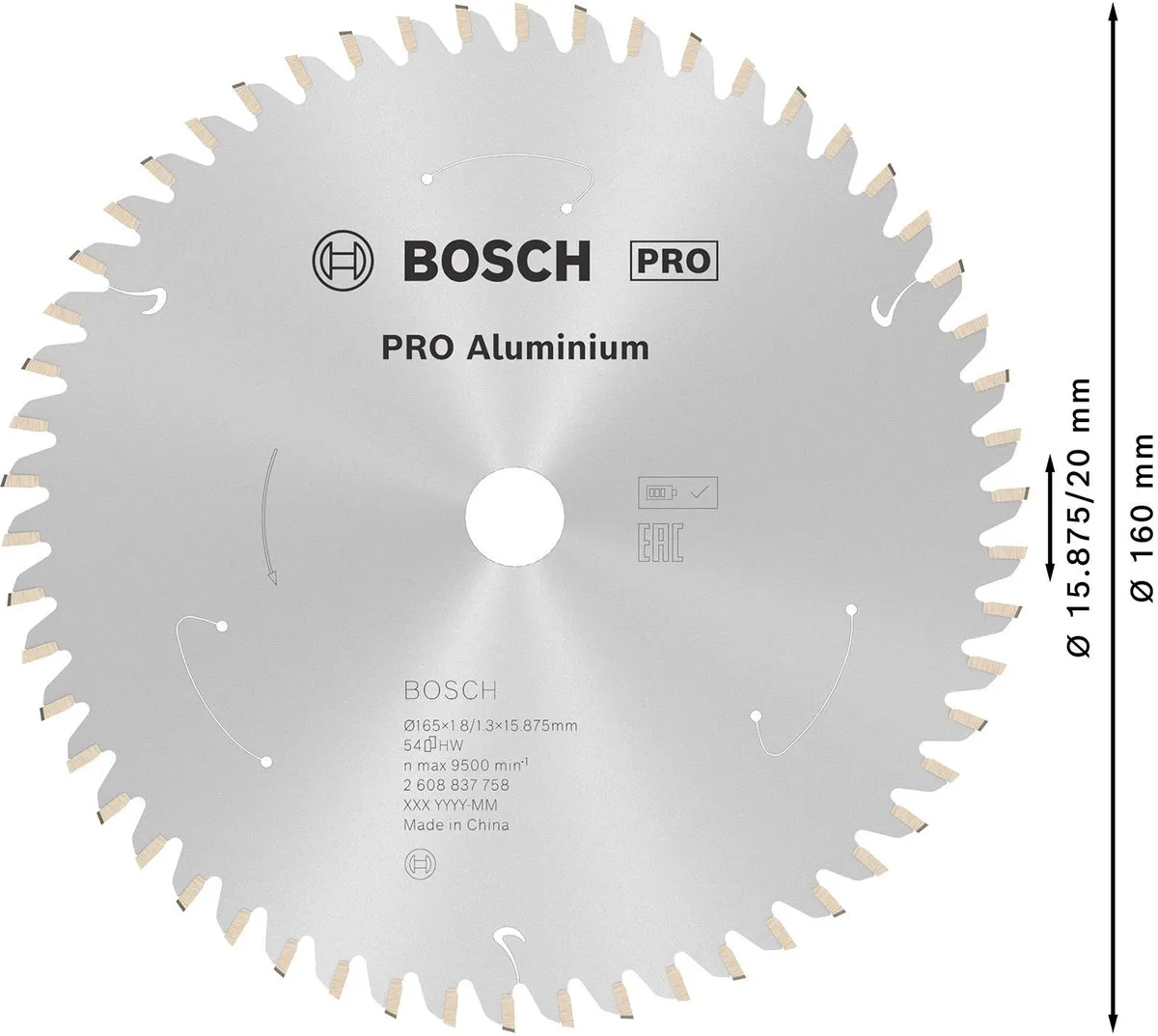Bosch Professional Aluminium Accuzaagblad 165mm 54 Tanden - 2608837758