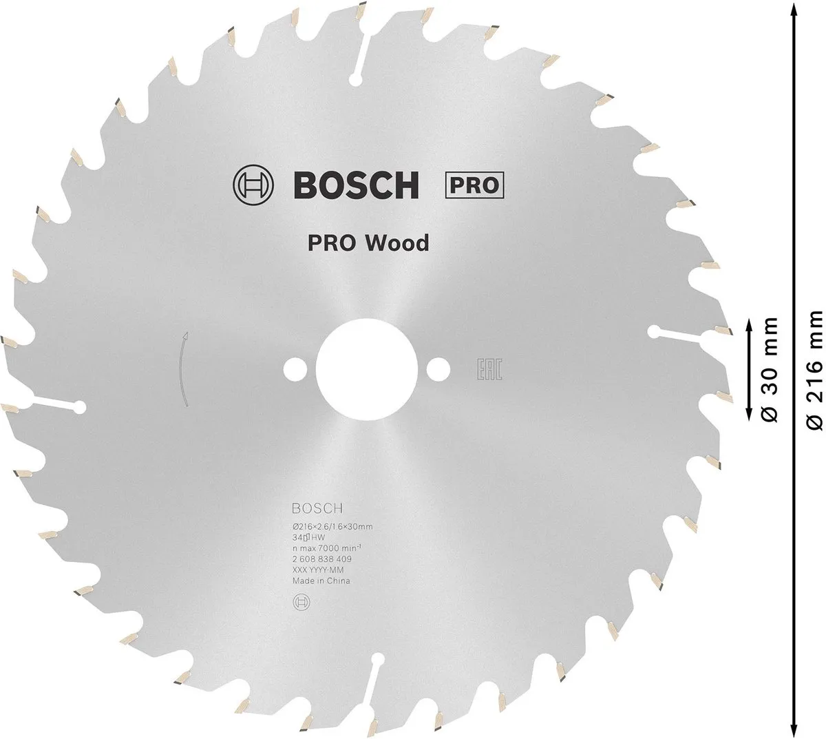 Bosch Professional Optiline 2608838409 Cirkelzaagblad 216x30x1,6mm - 34 Tanden - afbeelding 6 van 6