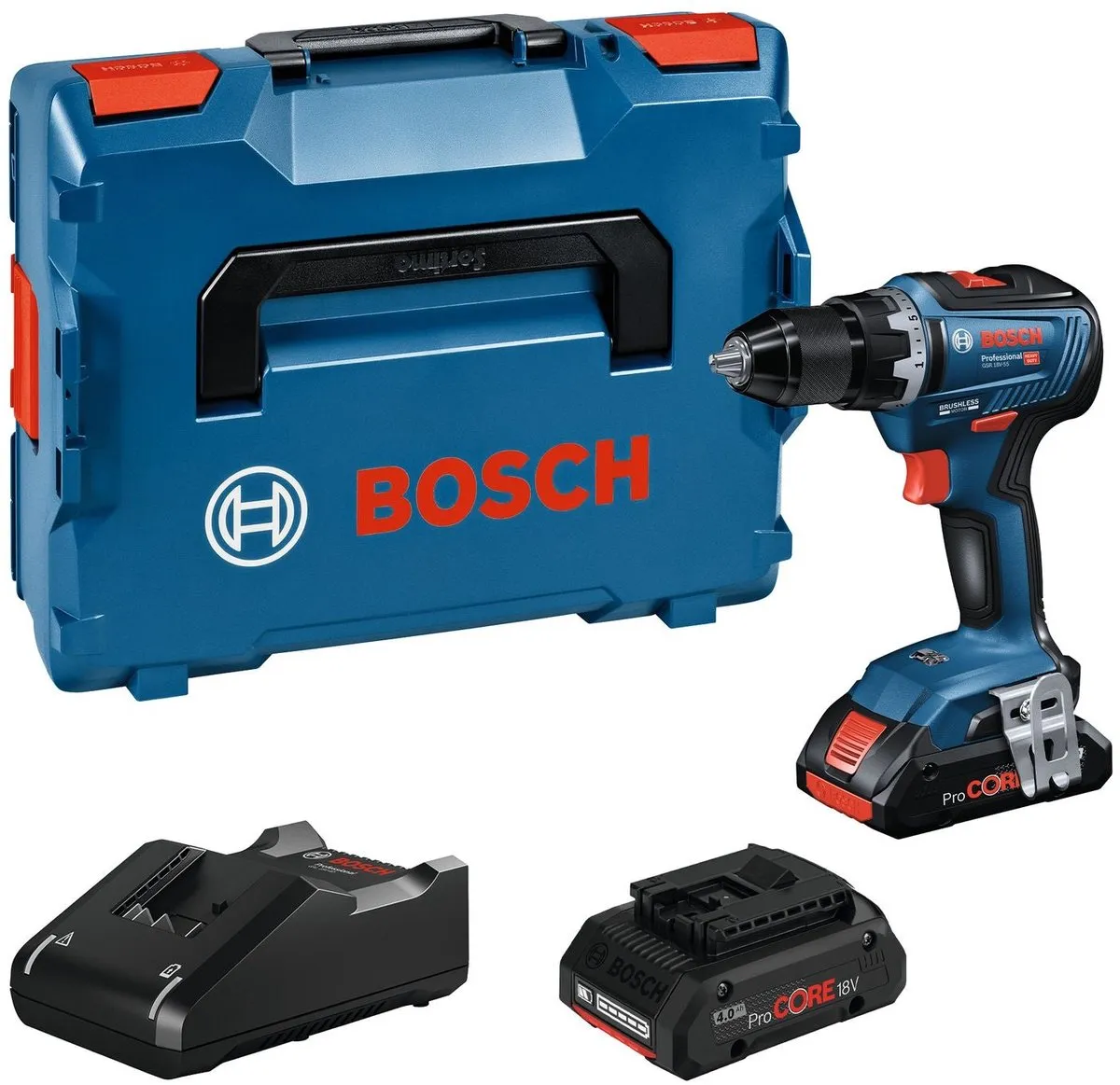 Bosch Professional GSR 18V-55 Accu Schroefboormachine - 2x 4,0Ah + Lader