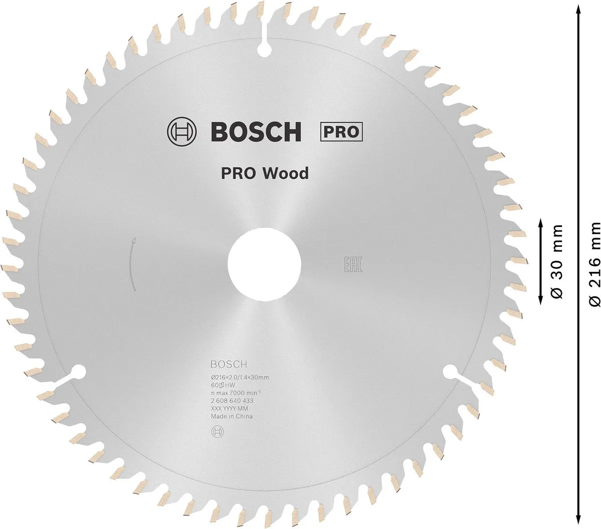 Bosch Professional PRO Wood Cirkelzaagblad 216mm Metaal