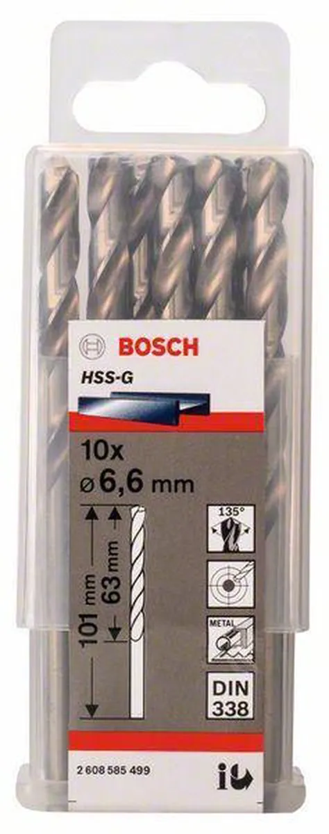 Bosch Professional ST. LINE 6.6mm HSS-G Boorbitten - 10 Stuks