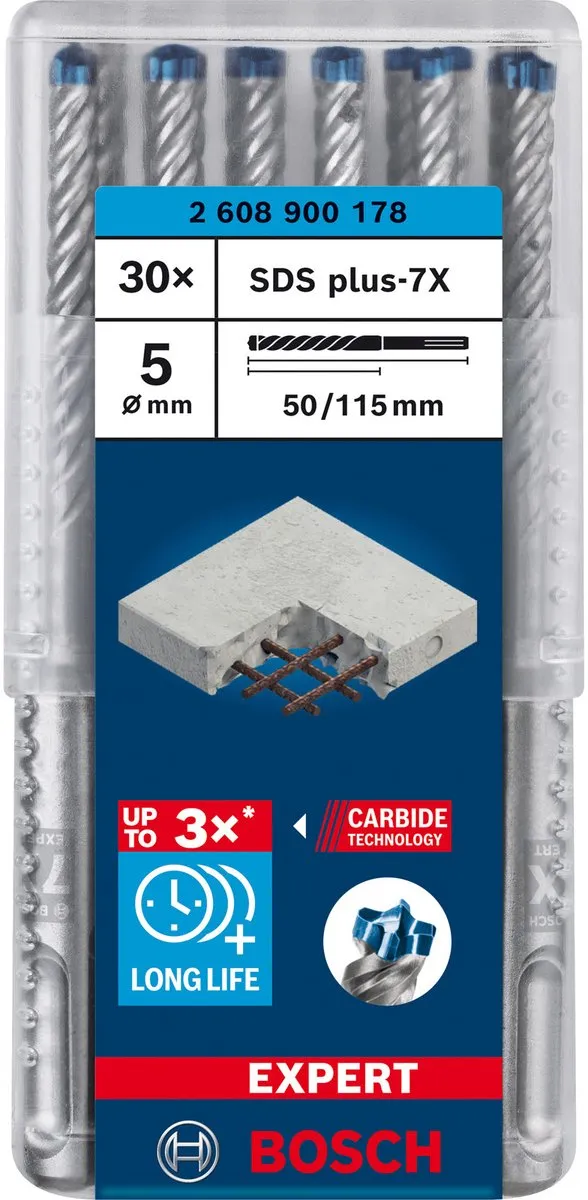 Bosch Professional EXPERT SDS plus-7X Hamerboor 5x50x115mm - 30 Stuks - afbeelding 2 van 6