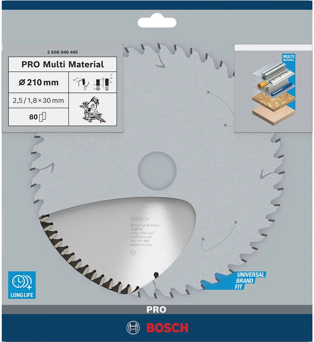Bosch Professional Cirkelzaagblad CIRKZB MULTI K/V & T 210x30x2,5 80T - Ø210mm