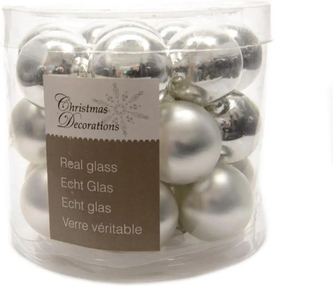 Decoris Kerstballen Mini - Zilver Ø2,5cm - afbeelding 3 van 5