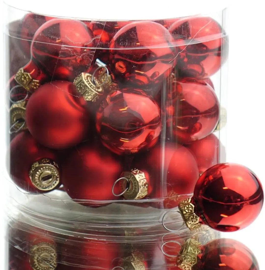Decoris Kerstballen Rood - Ø2,5cm - afbeelding 3 van 6