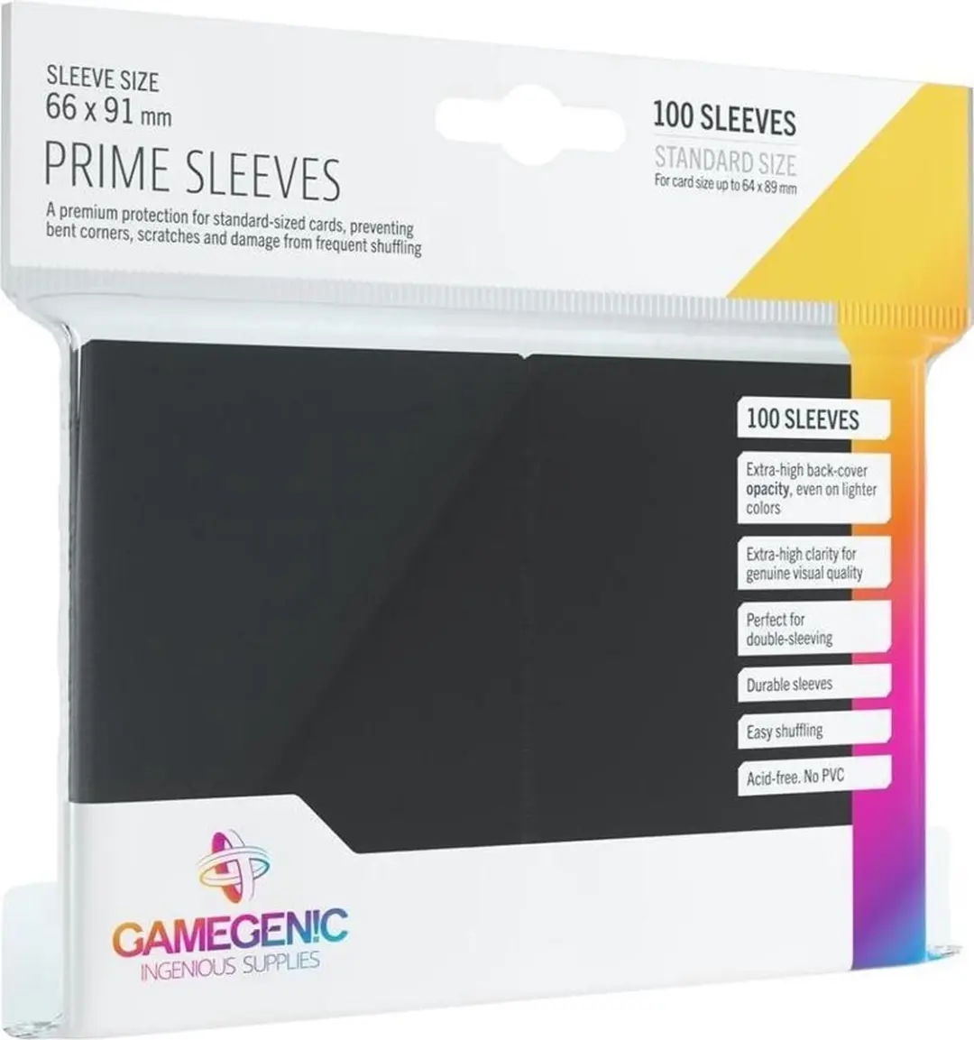 Gamegenic Prime Sleeves GGS10018ML - 100 Stuks - 66x91mm - Zwart