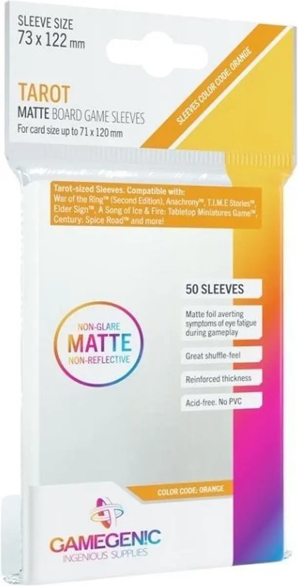 Gamegenic Board Game Sleeves Non-Glare Matte Orange 73x122mm