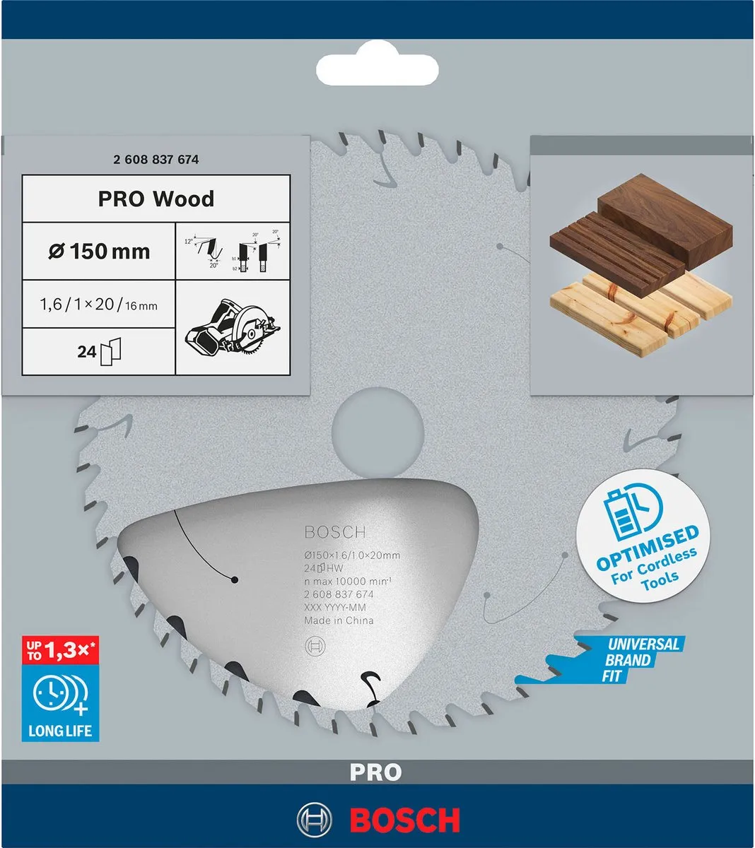 Bosch Professional Wood Zaagblad 150mm 24 Tanden - 20mm As