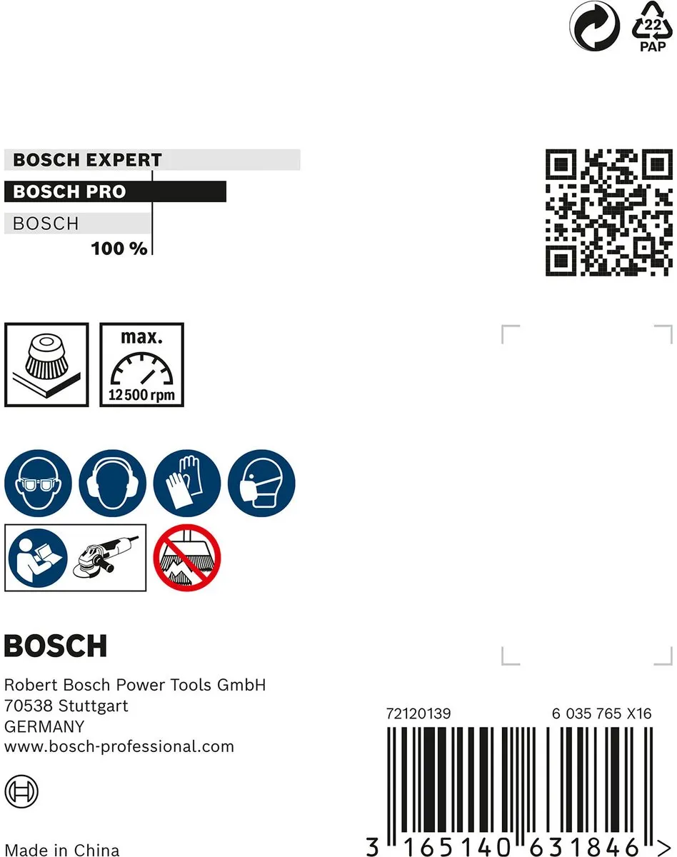 Bosch Professional M14 Komstlbortsel 65 Vlecht 0.35 Inox