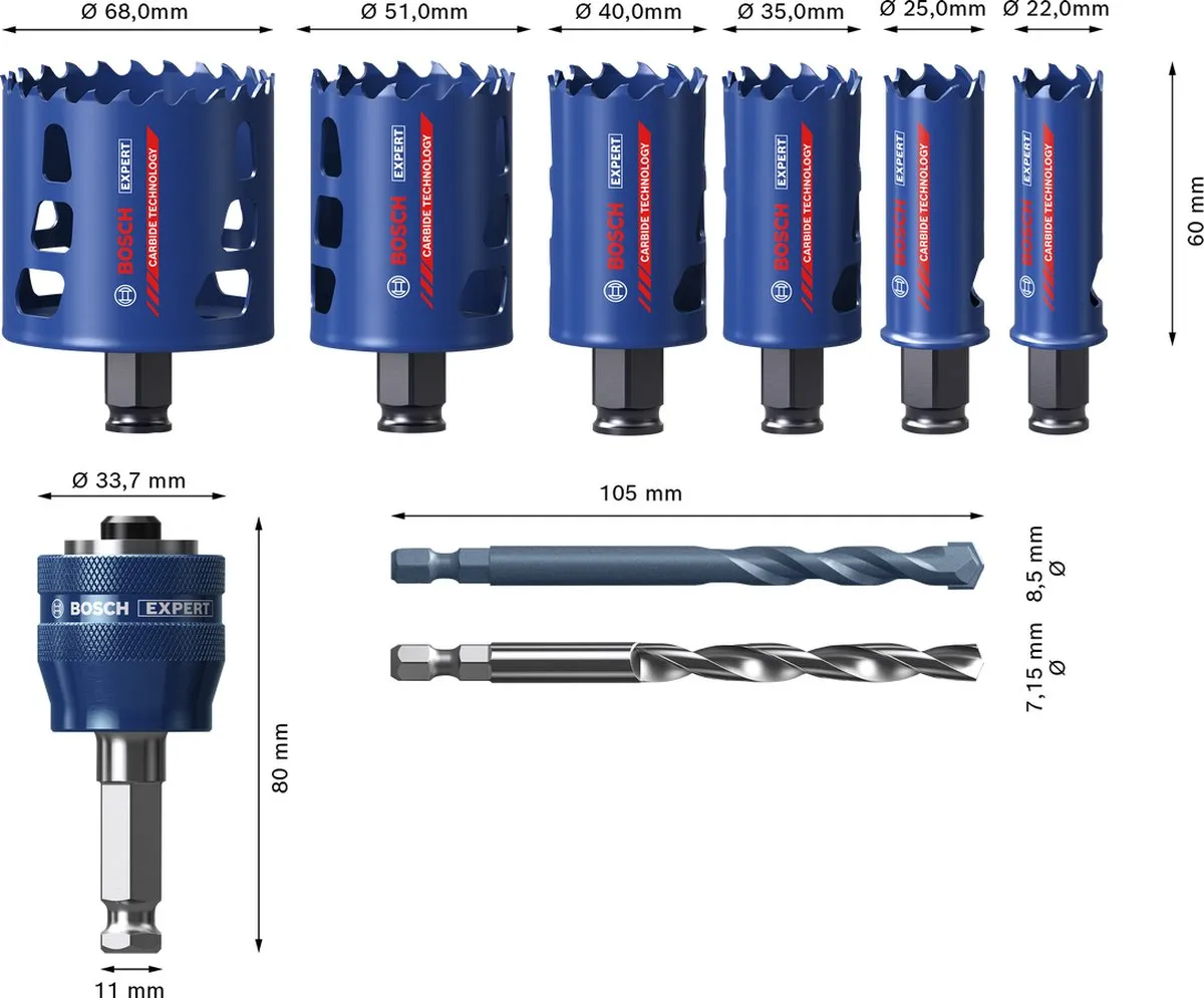 Bosch Professional 9-delige Gatenzaagset