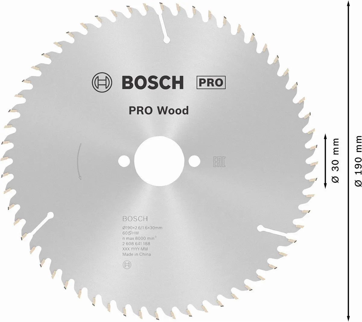Bosch Professional CIRKZB OPT 190X30X2,6 Zaagblad Metaal - 190mm - 60T