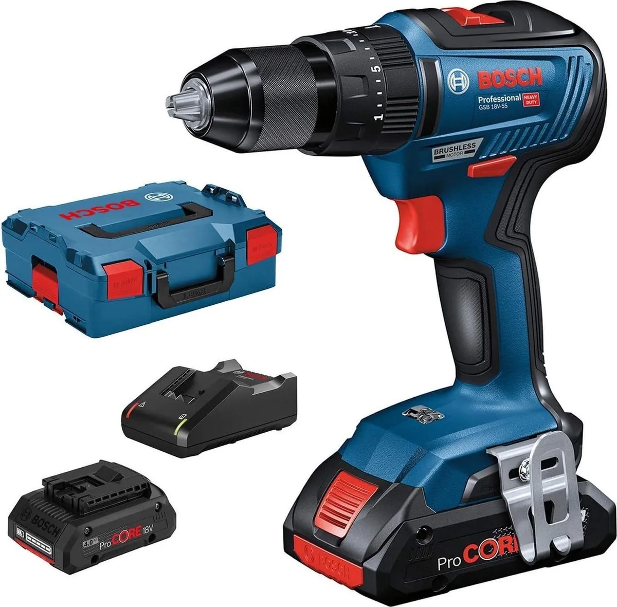 Accu schroefklopboormachine GSB 18V-55 2x ProCORE18V 4,0Ah, lader GAL 18V-40