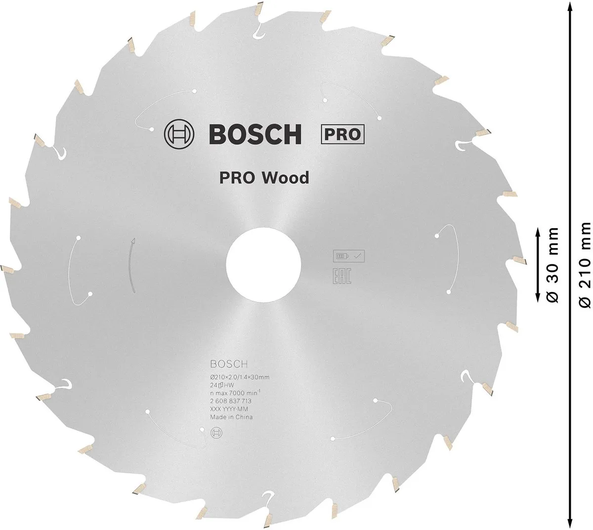 Bosch Professional Wood Accuzaagblad 210mm - 24 Tanden