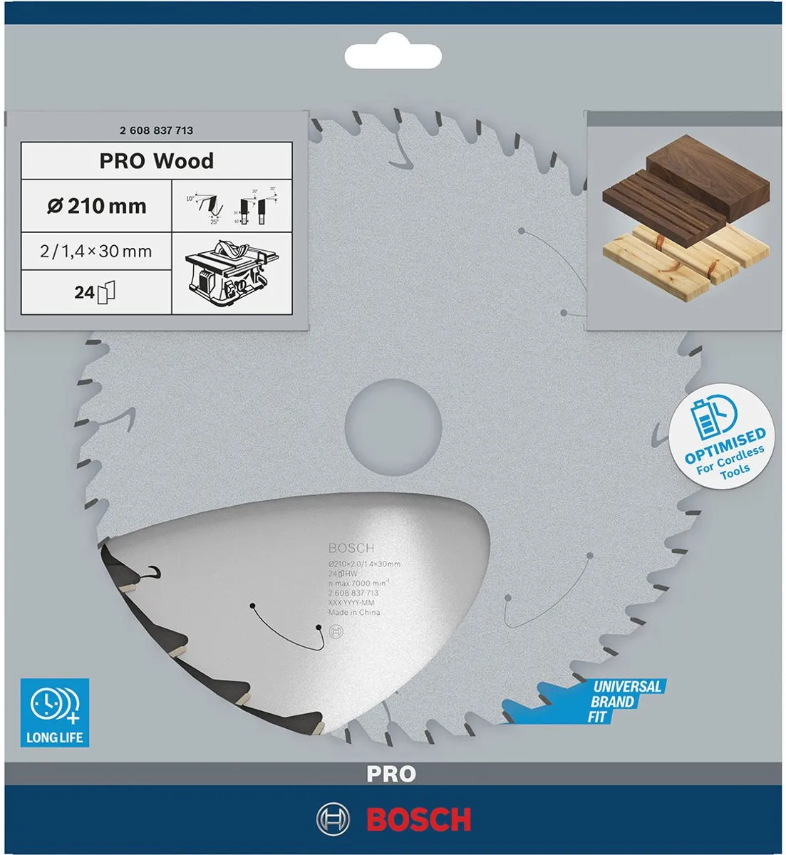 Bosch Professional Wood Accuzaagblad 210mm - 24 Tanden