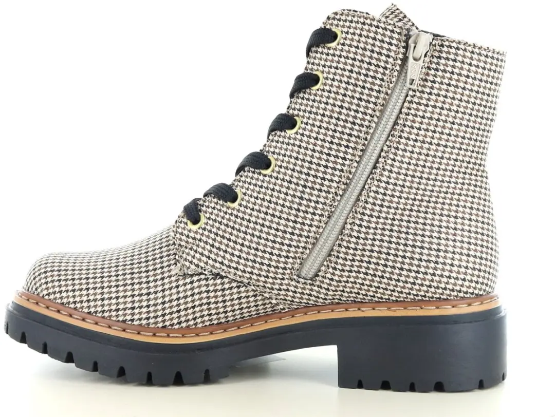Rieker Dames Veterboot 72617 - Beige Multi - Maat 40