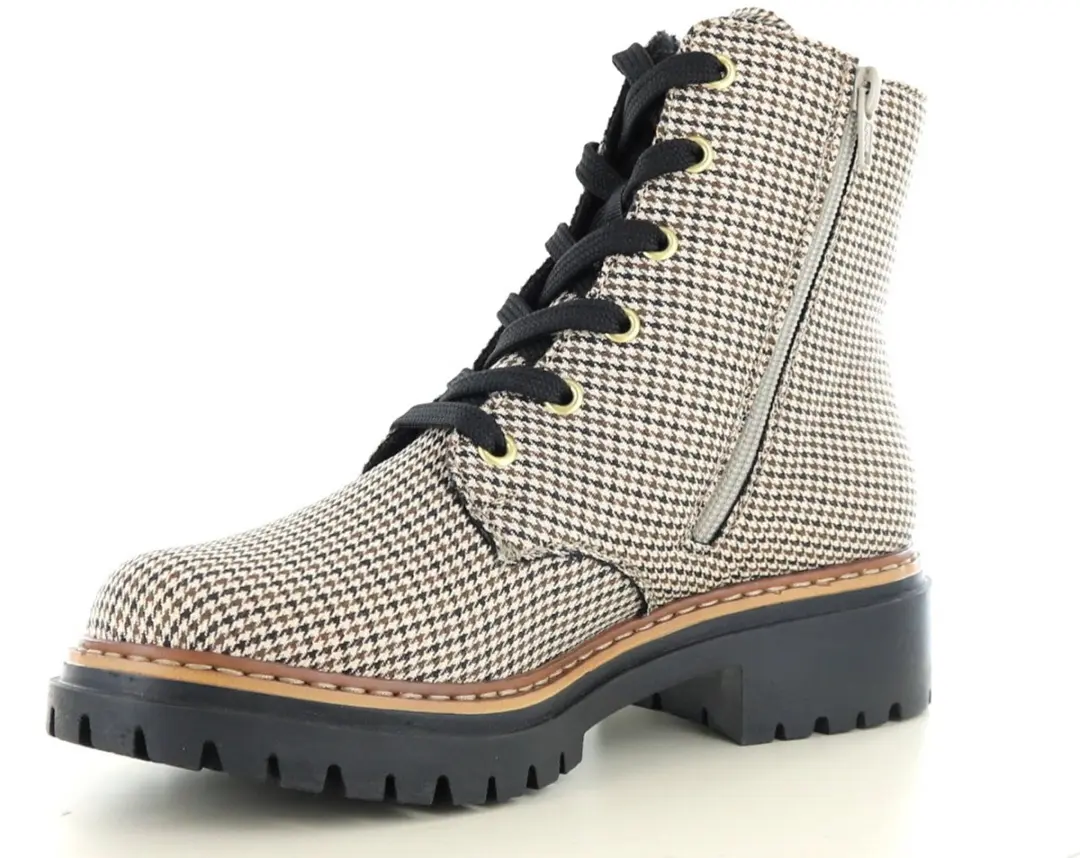 Rieker Dames Veterboot 72617 - Beige Multi - Maat 40