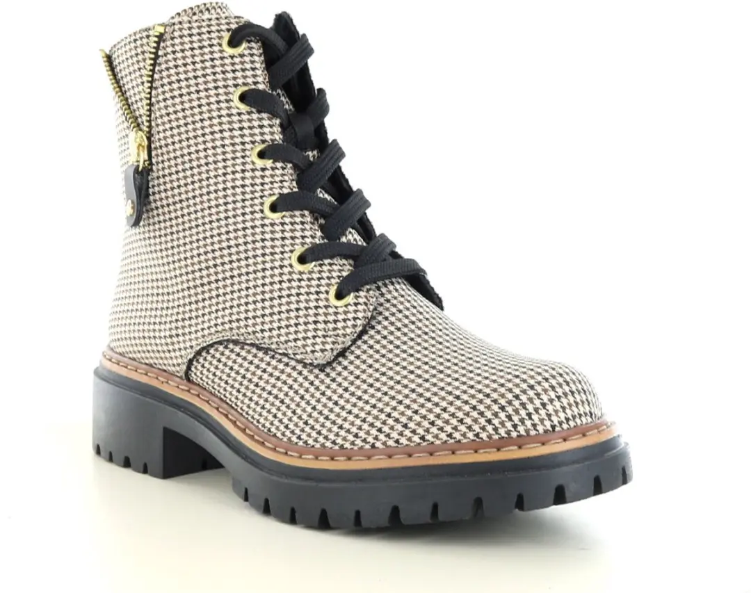 Rieker Dames Veterboot 72617 - Beige Multi - Maat 40