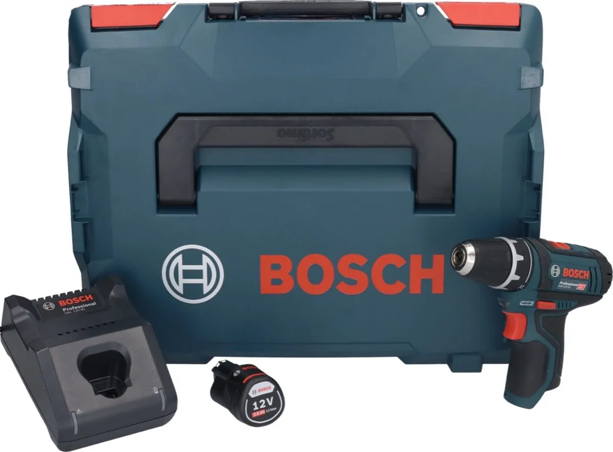 Bosch Professional GSR 12V-15 Accuboormachine - 30 Nm - 20 standen - 1x 2,0 Ah