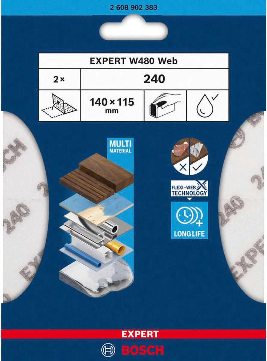 Bosch Professional ExW480 Schuurvel 115x140mm G240 - 2 Stuks - afbeelding 6 van 6