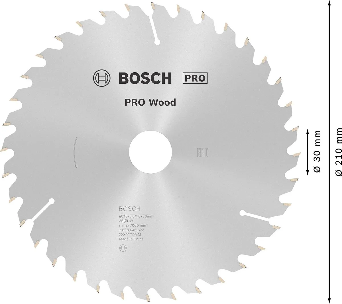 Bosch Professional Cirkelzaagblad Optiline 210mm 36T Hout - afbeelding 3 van 6
