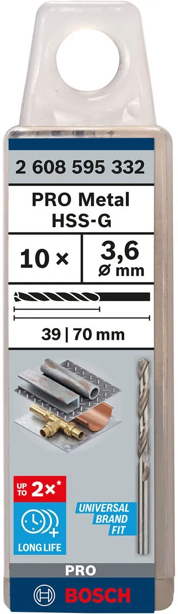 Bosch Professional ST. LINE 3.6mm HSS-G Boor - 10 Stuks