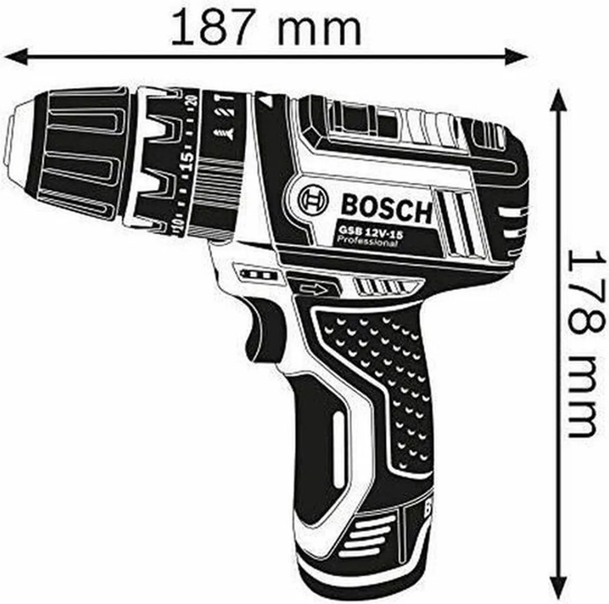 Bosch Professional GSB 12V-15 Accu-klopboormachine - 2x 2,0 Ah - Inclusief koffer - afbeelding 6 van 6