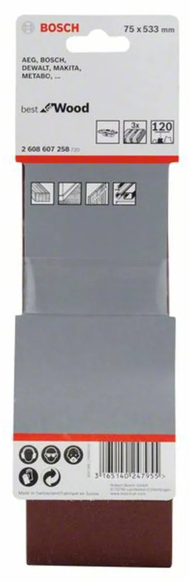 Bosch Professional 3 Banden 75x533 Best Wood+Paint - 3 Stuks