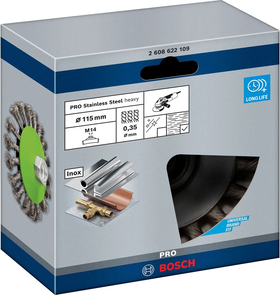 Bosch Professional M14 Kegelborstel 115mm - Inox