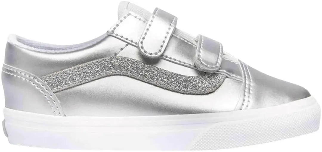 Vans Old Skool V Junior Sneakers 23.5 - Zilver/Wit - afbeelding 4 van 6