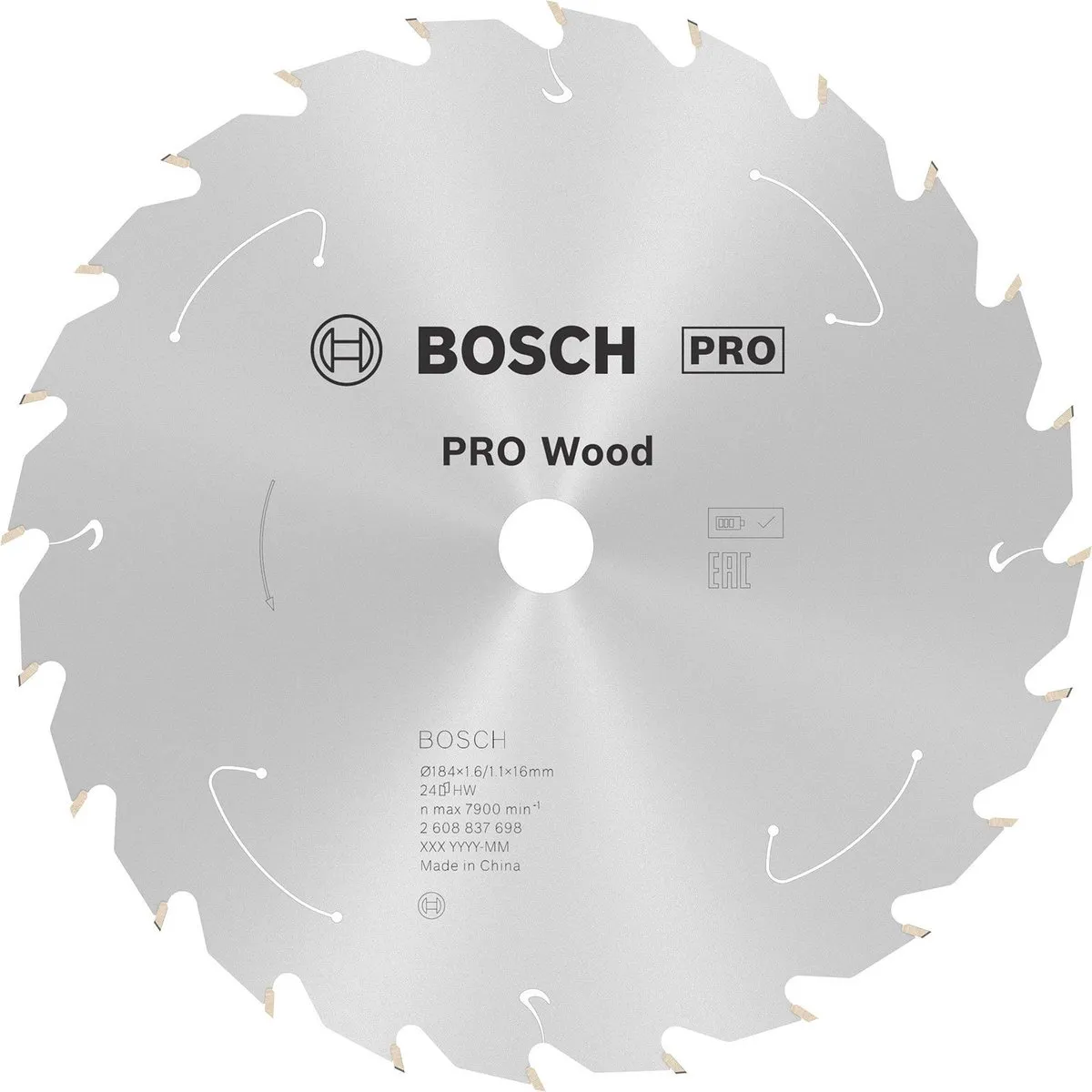 Bosch PRO Wood Zaagblad 184mm 24 Tanden