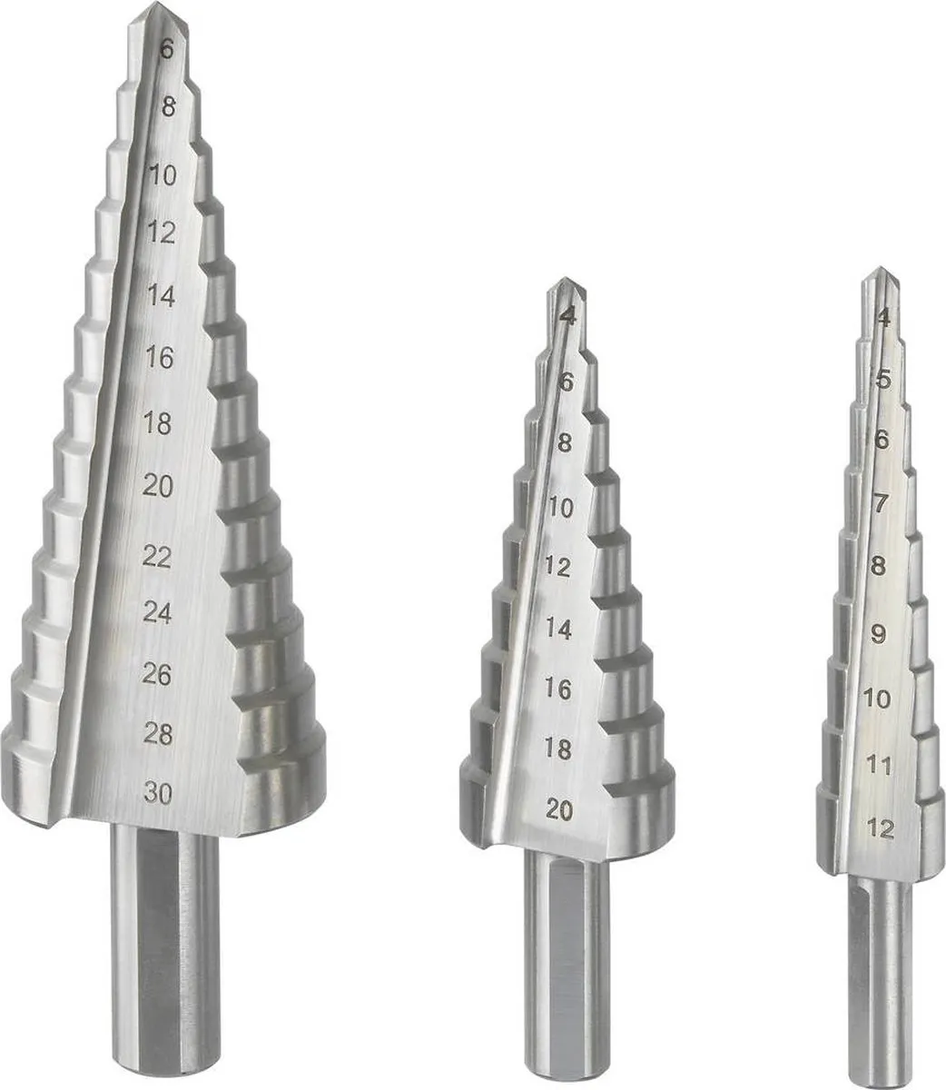TOOLCRAFT TO-6802569 HSS Getrapteboorset 3-delig - Metaal