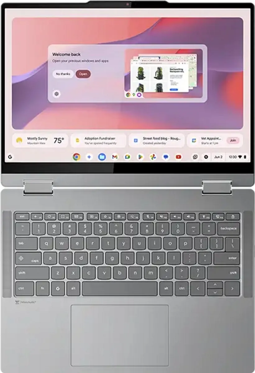 Lenovo Chrome 2in1 14 N150 Chromebook - 4GB 128GB - Zwart - afbeelding 4 van 6