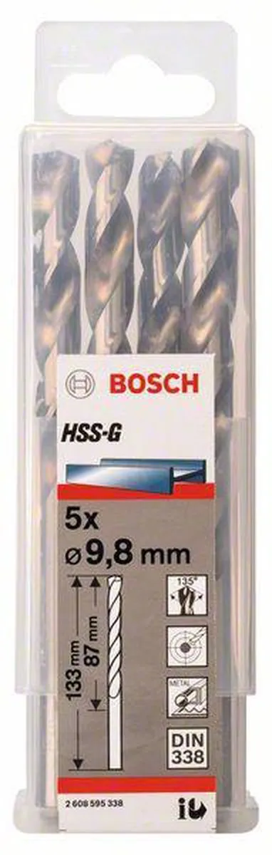 Bosch Professional ST. LINE 9.8mm HSS-G Metaalboren - 5 Stuks