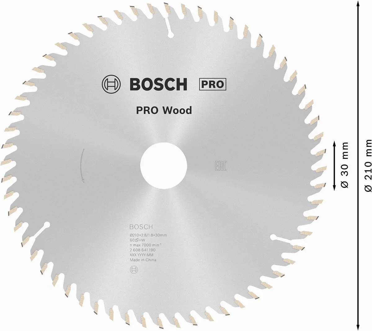 Bosch Professional Cirkelzaagblad Optiline 210x30x2,8mm Hout - 60 Tanden