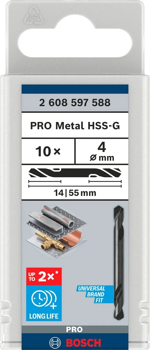 Bosch Professional HSS-G Dubbelboor 4.0mm - 10 Stuks