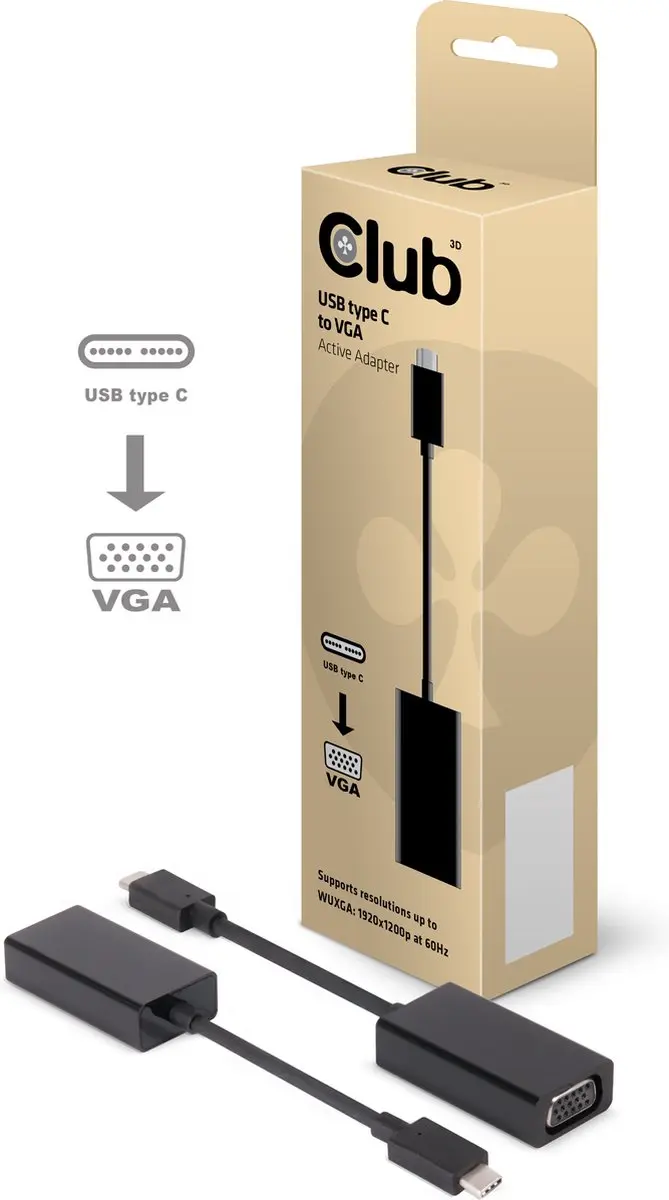 USB 3.1 Type C naar VGA Actieve Adapter - Zwart - afbeelding 2 van 6