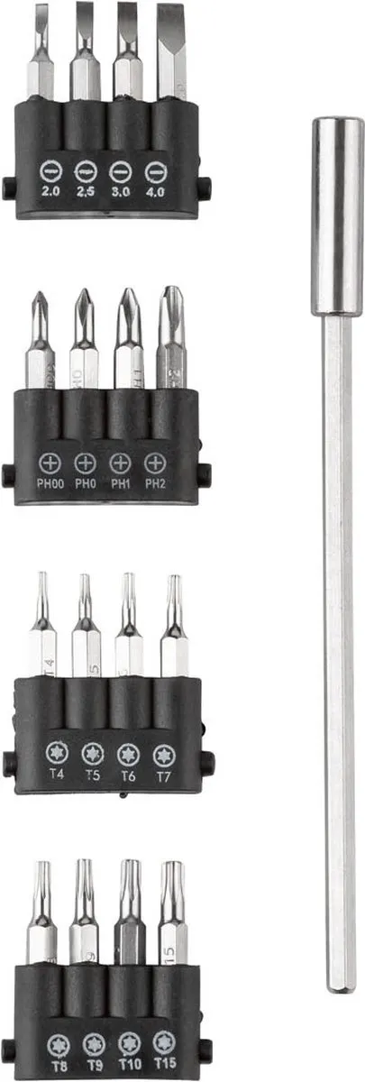 Parkside Kleingereedschapsset 18-delig - 16x Bits - Max. 15 Nm
