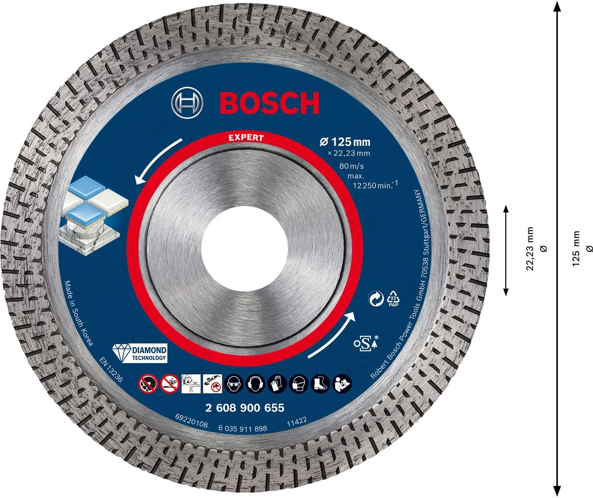 Bosch Professional Expert HardCeramic Diamantdoorslijpschijf 125mm - Steen - afbeelding 6 van 6