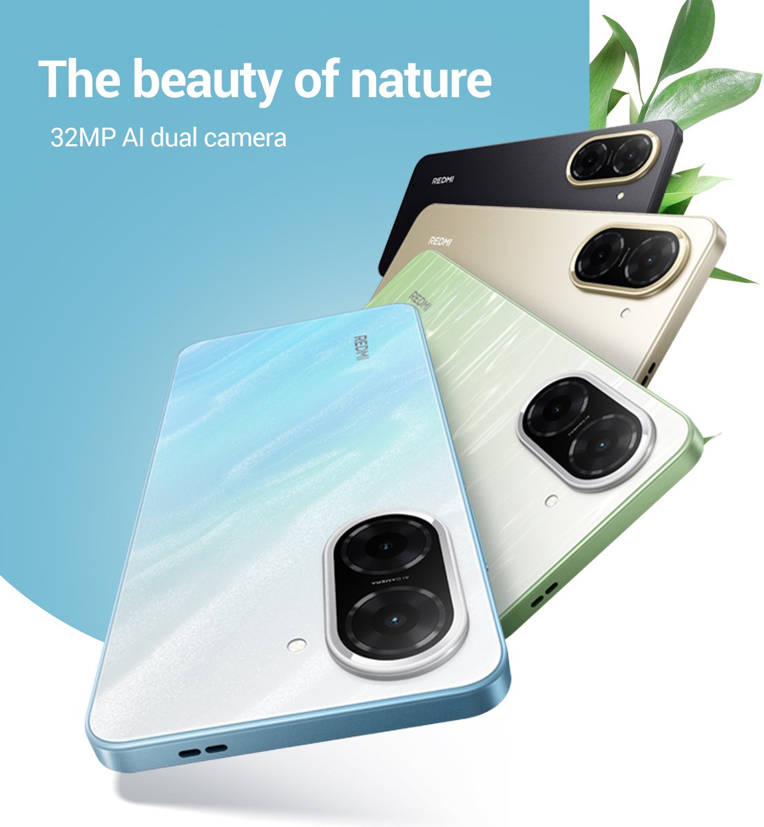 XIAOMI Redmi A5 Smartphone 6,88" 120Hz, 3GB+64GB, 32 MP AI-camera, 5200 mAh batterij, Zij-vingerafdruksensor (Zwart)