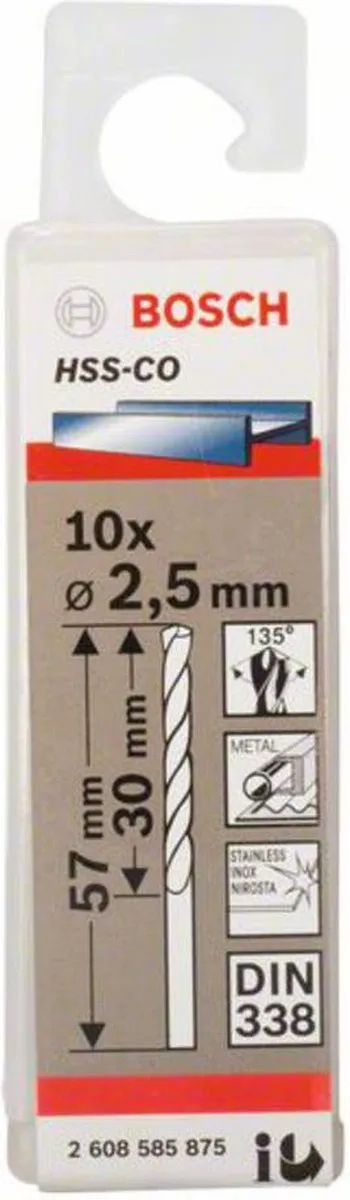 Bosch Professional ST. LINE 2,5mm HSS-CO Boor - 10 Stuks