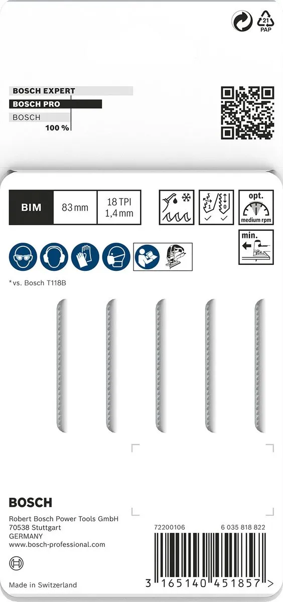 Bosch Professional DECOUPEERZB T 118 EFS 5 - Metaal - 5 Stuks