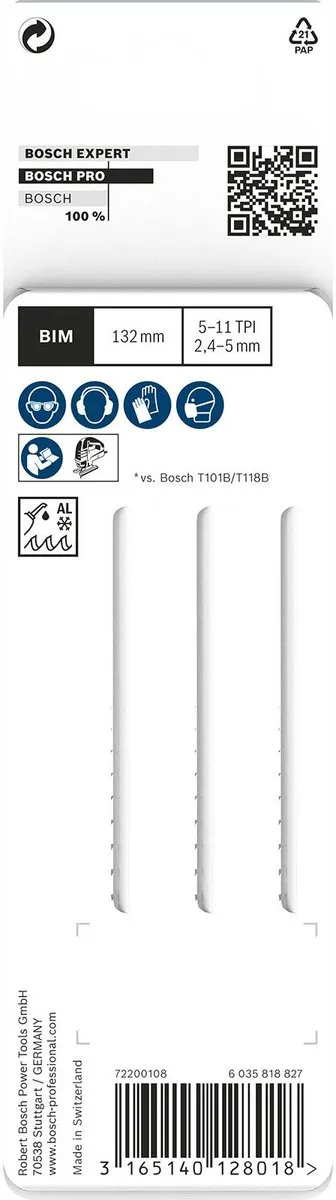 Bosch Professional T 345 XF Decoupeerzaagblad - 132mm - 3 Stuks